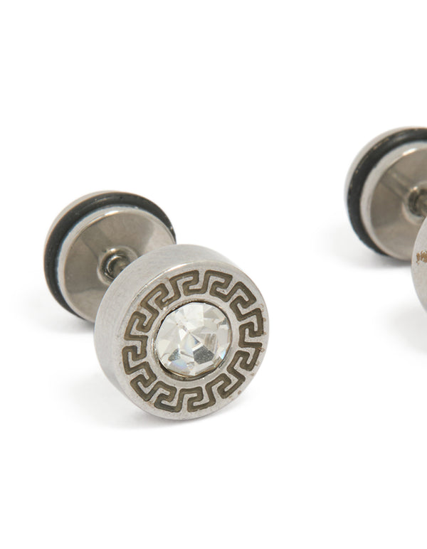 Mens Waterproof Stainless Steel Round Cubic Zirconia Flat Back Studs