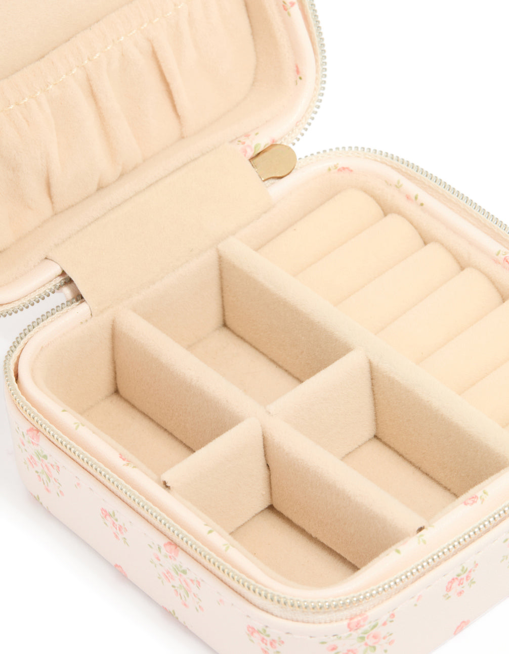 Pink Floral PU Leather Square Jewellery Box