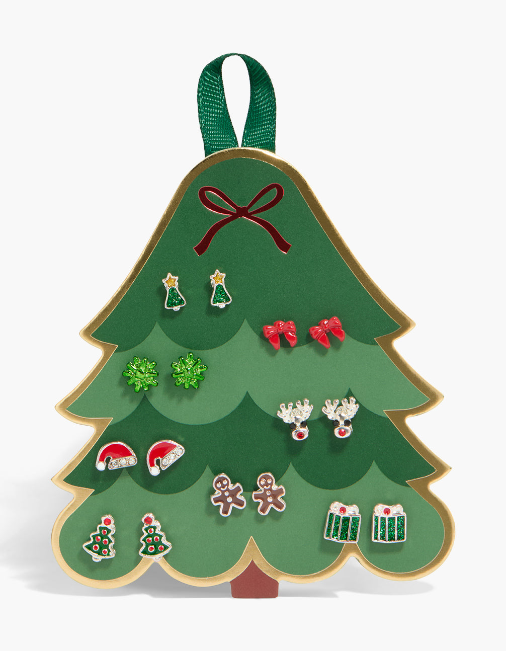 Silver Xmas Tree & Present Earrings 8-Pack