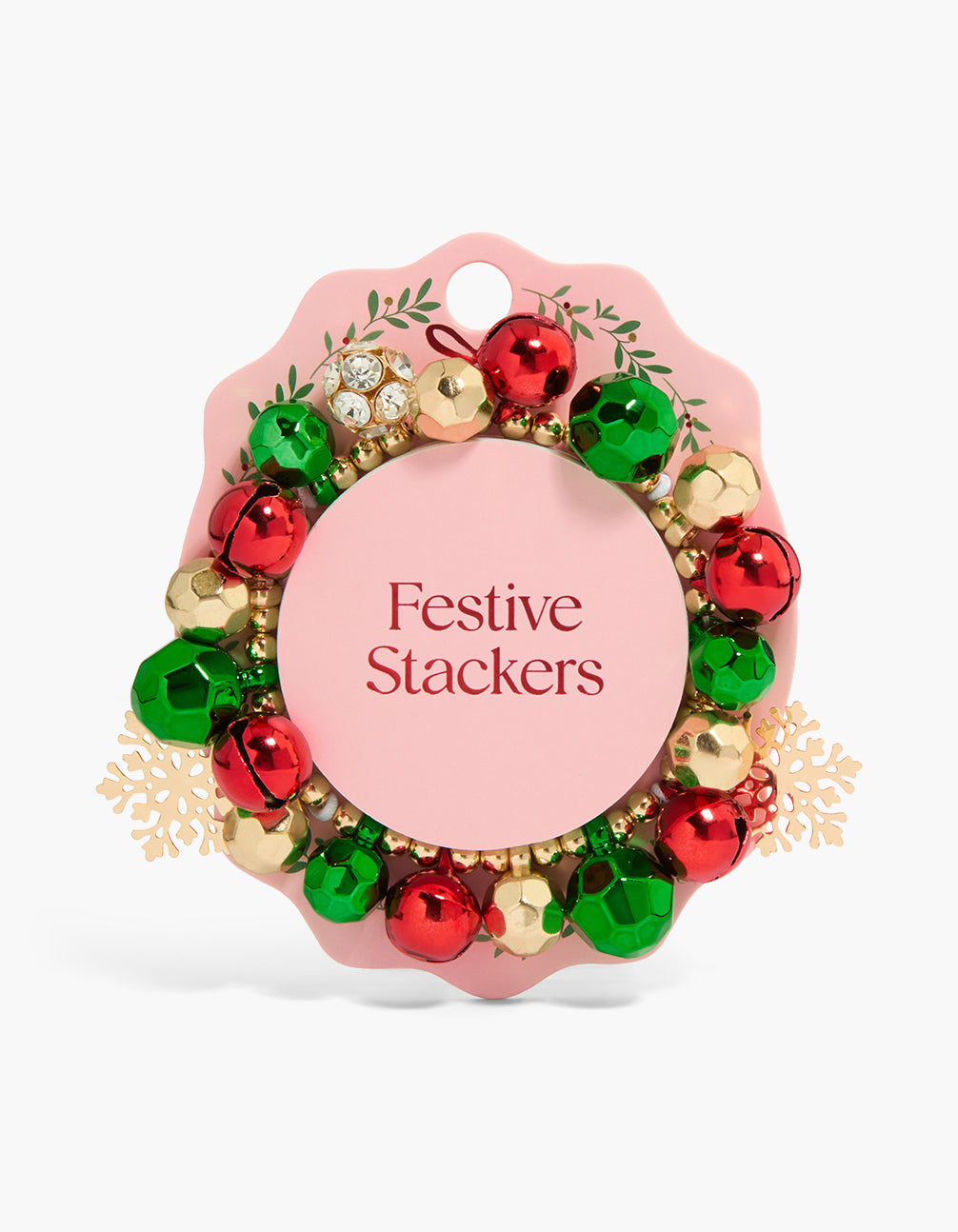 Gold Red & Green Chunky Bells Charm Bracelet