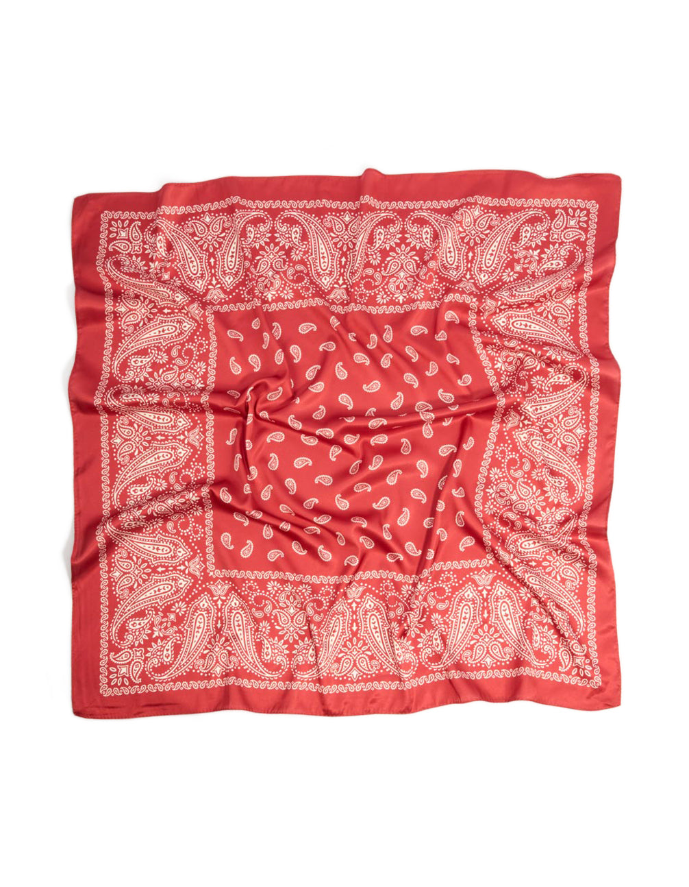 Red classic paisley fabric scarf front view