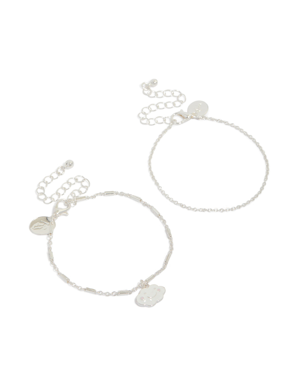 Showcasing a celestial feature bracelet 2-pack in silver front view