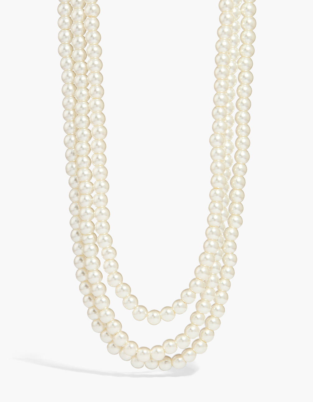 Silver Pearl Beaded Layered Necklace