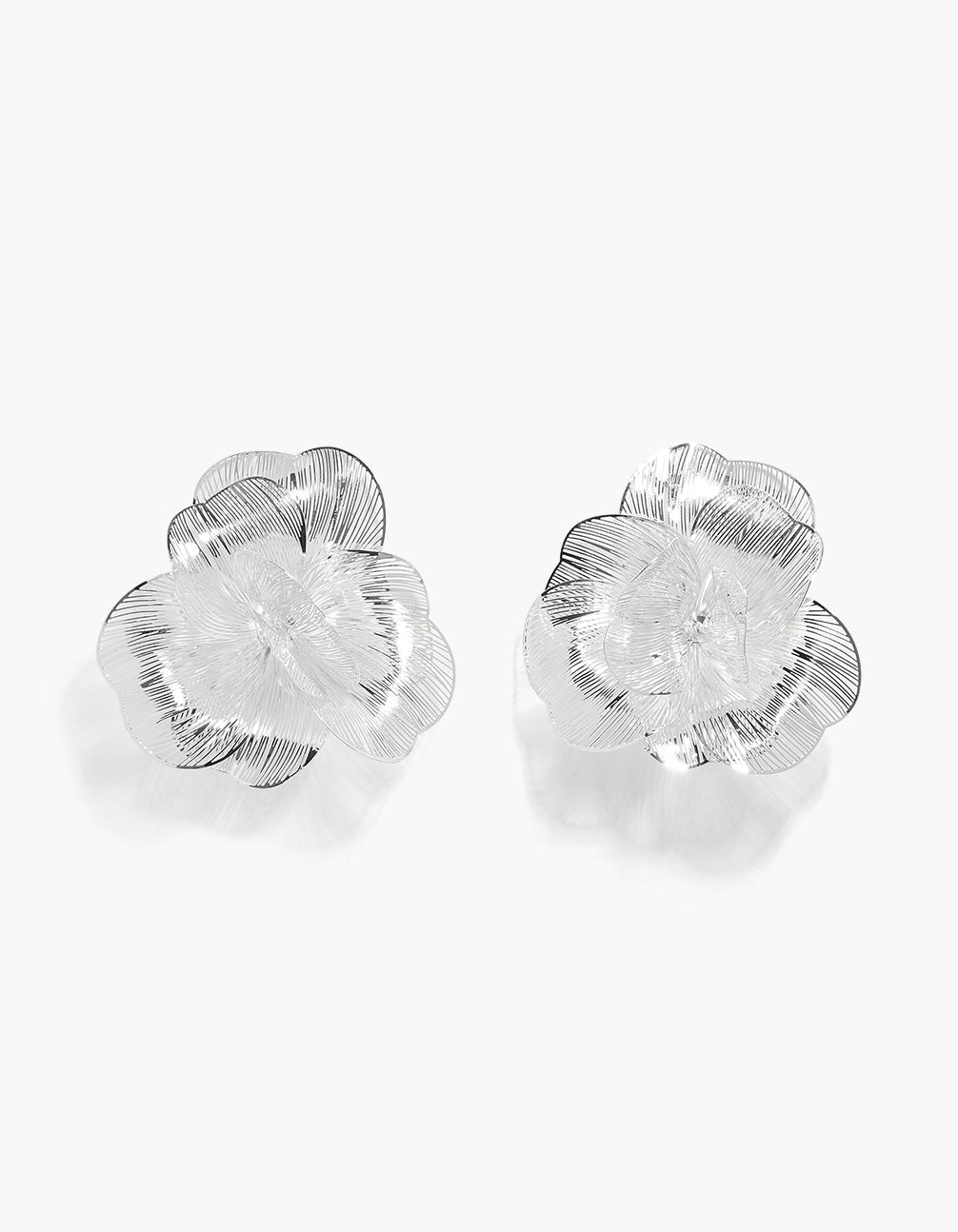 Silver Laser Cut Full Flower Earrings