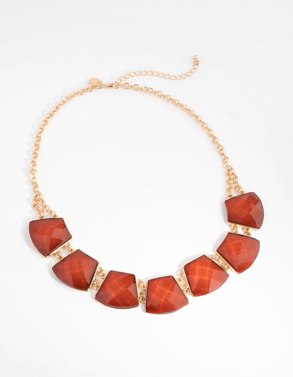 Gold Shaped Stone Chain Necklace