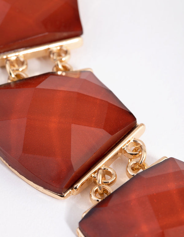 Gold Shaped Stone Chain Necklace