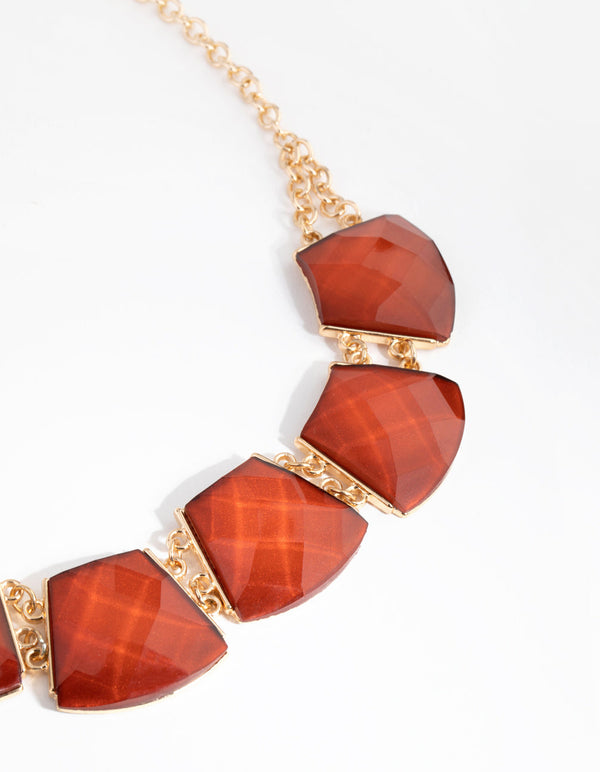 Gold Shaped Stone Chain Necklace