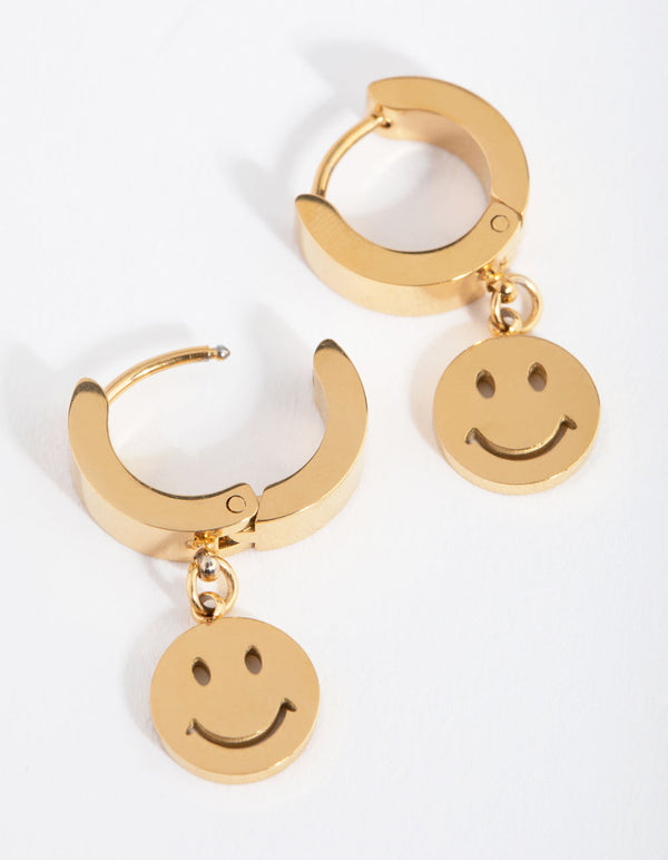 24 Carat Gold Plated Titanium Smile Huggie Earrings