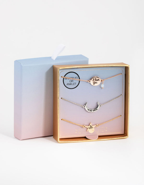 Mixed Metal Love to the Moon Bracelet Pack
