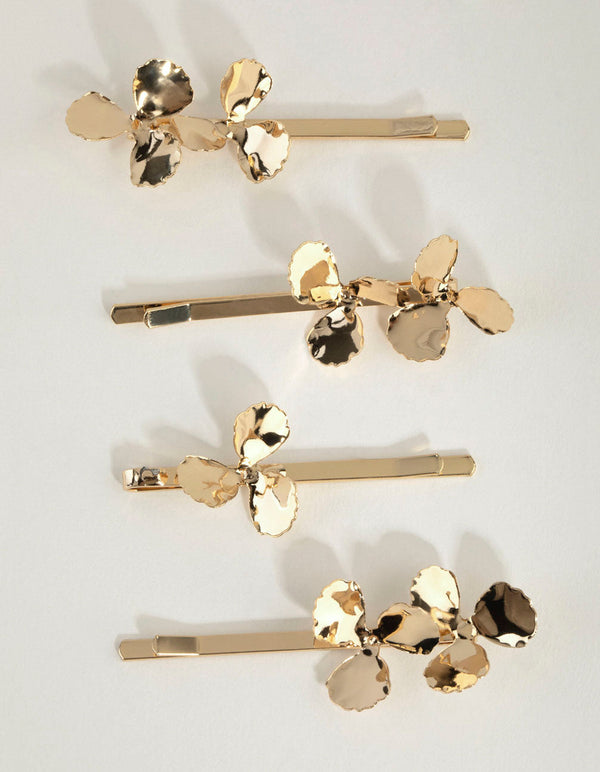 Gold Flower Hair Slides