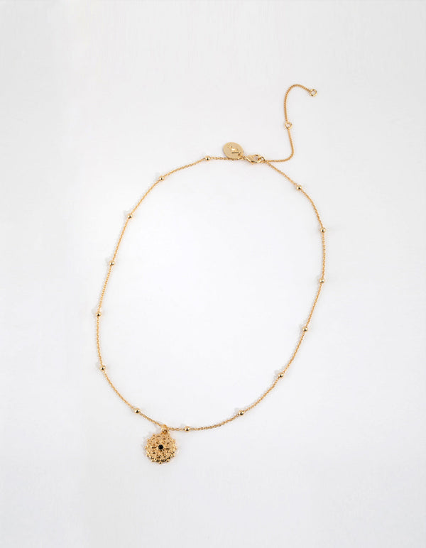 Gold Plated Textured Charm Necklace