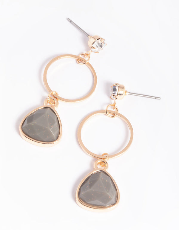 Green Triangular Drop Earrings