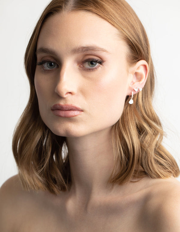 Silver Plated Brass Butterfly & Heart Earring Stack 6-Pack