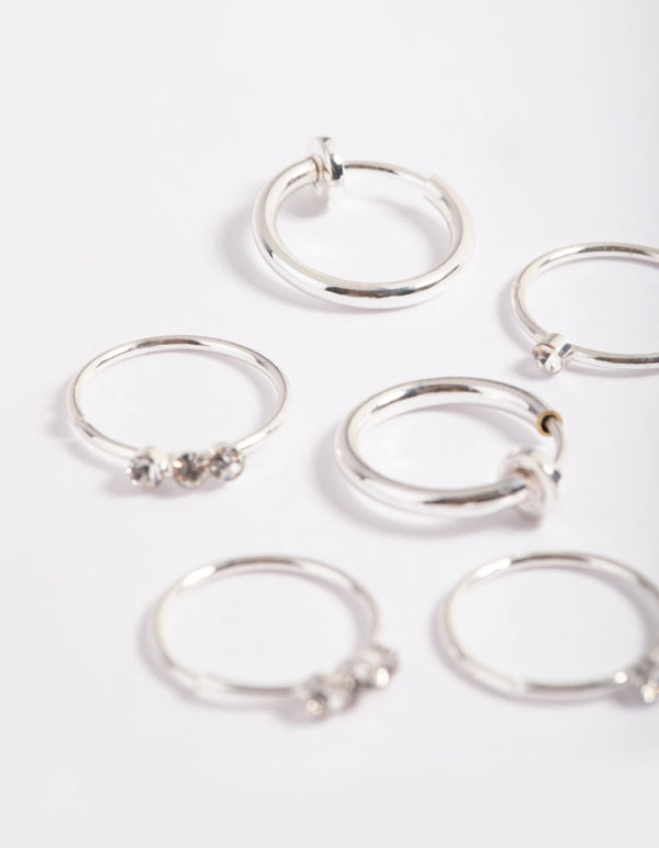 Silver Diamante Row Ring