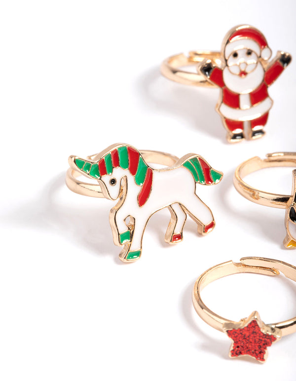 Kids Gold Santa Hands 6-Pack Rings