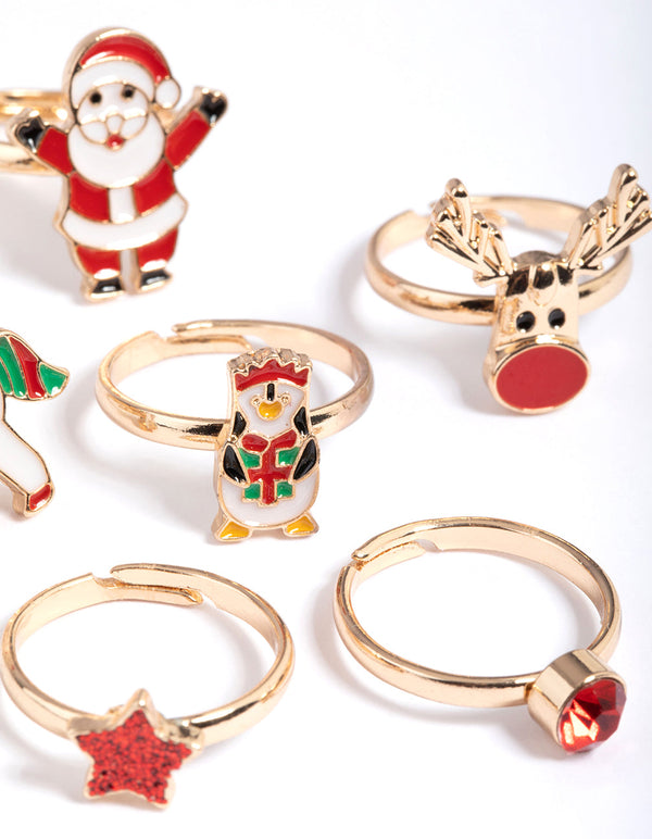 Kids Gold Santa Hands 6-Pack Rings