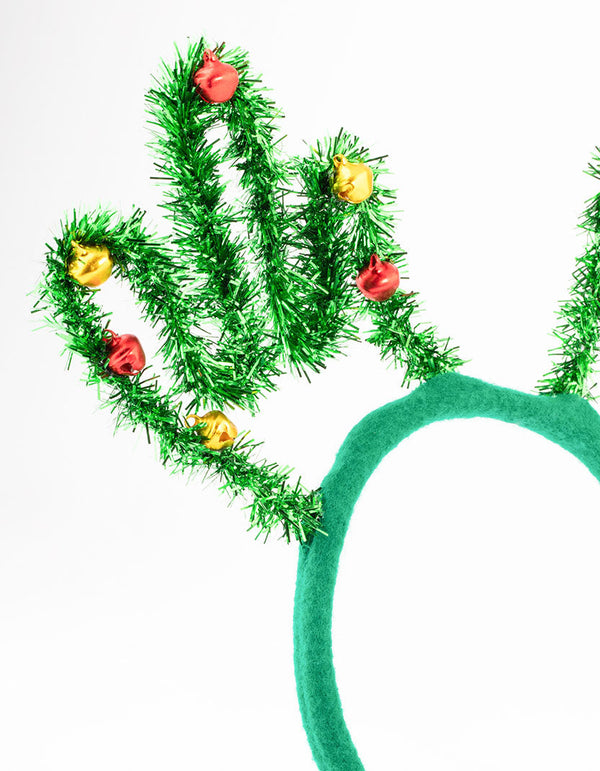 Kids Fabric Tinsel & Bell Antler Headband