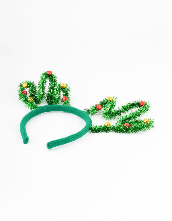 Kids Fabric Tinsel & Bell Antler Headband