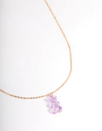 Gold Purple Plastic Candy Bear Necklace - link has visual effect only