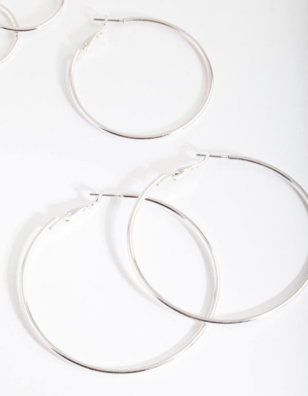 Silver Sleeper Round Hoop Trio