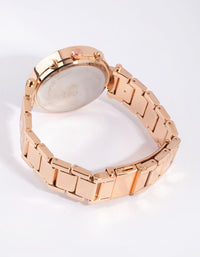 Rose Gold Diamante Surrounded Link Strap Watch - link has visual effect only