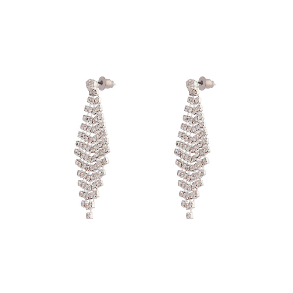 Silver Diamante Drop Tier Earrings