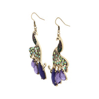 Jewelled Peacock Earrings In Burnished Gold - link has visual effect only