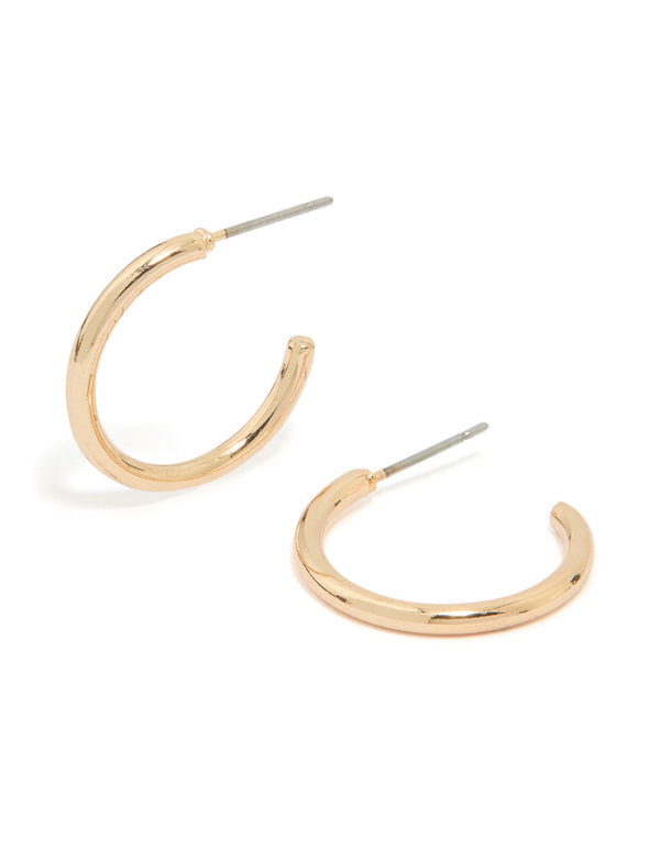Gold Small Plain Hoop Earrings