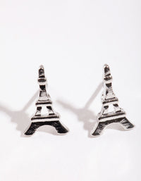 Silver Mini Eiffel Tower Stud Earrings - link has visual effect only