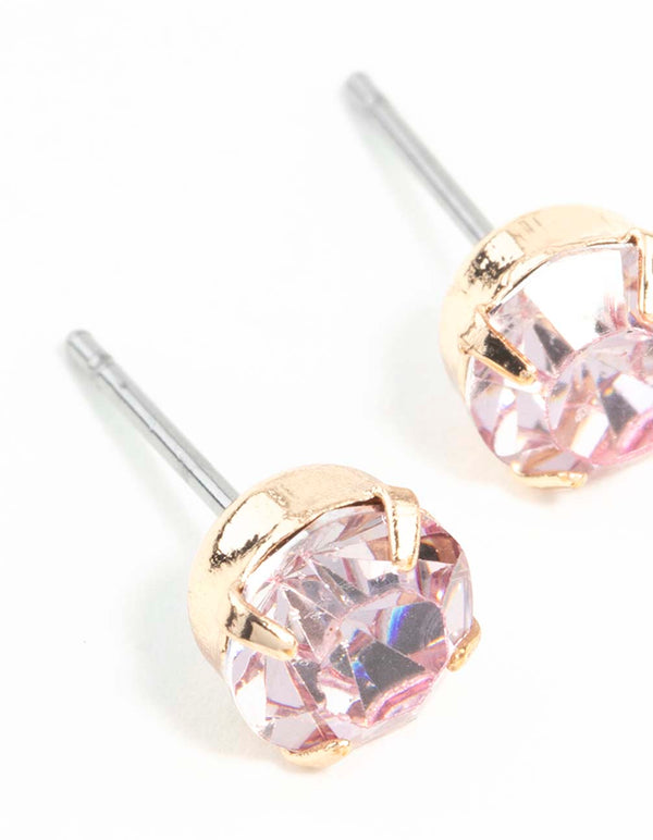 Pink Claw Diamante Stud Earrings