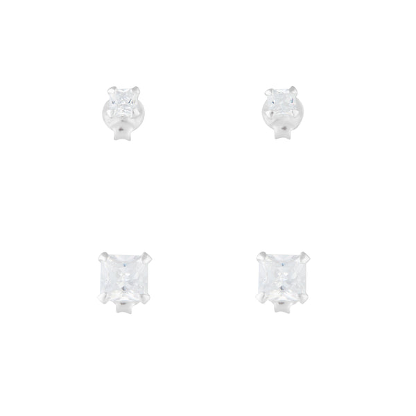 Sterling Silver Square CZ Studs
