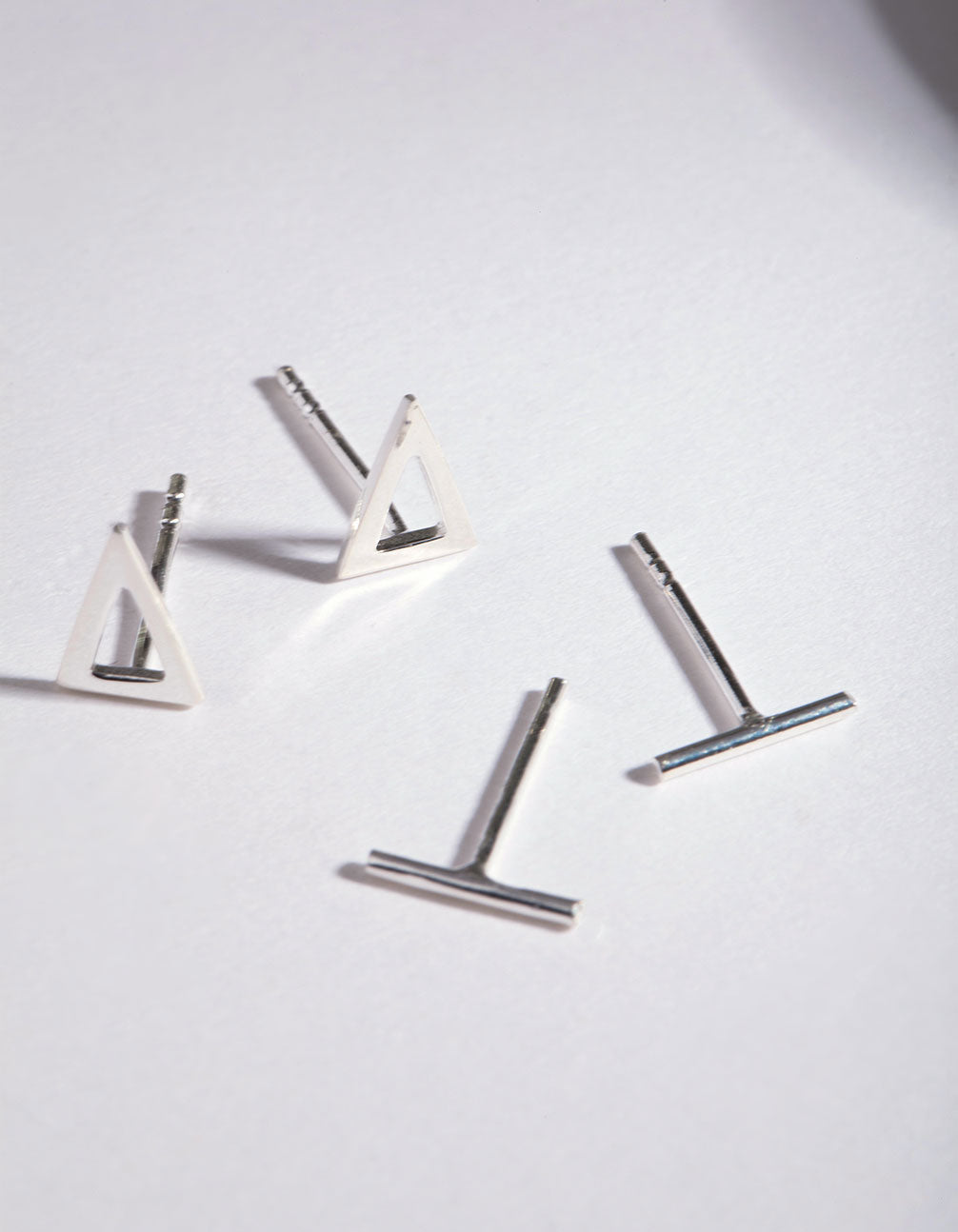 Sterling Silver Triangle Bar Earrings Duo