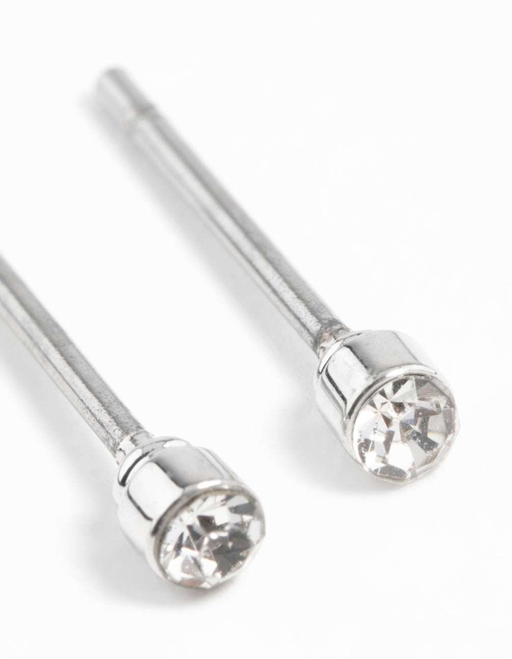 Silver Tiny Diamante Stud Earrings