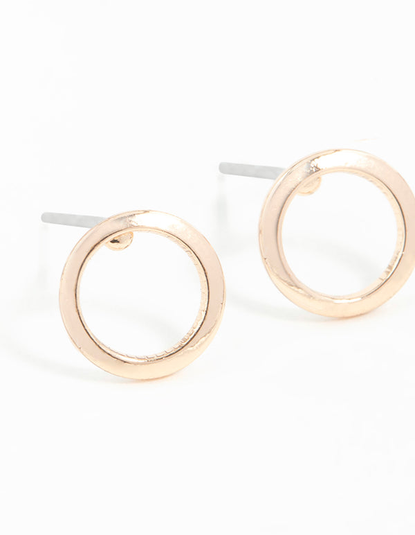 Gold Smooth Open Circle Stud Earrings