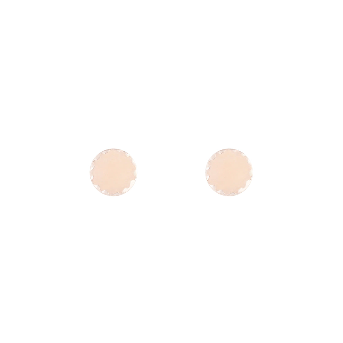 Rose Gold Pink Enamel Button Stud Earrings