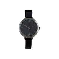 Black Skinny Faux Leather Strap Watch - link has visual effect only