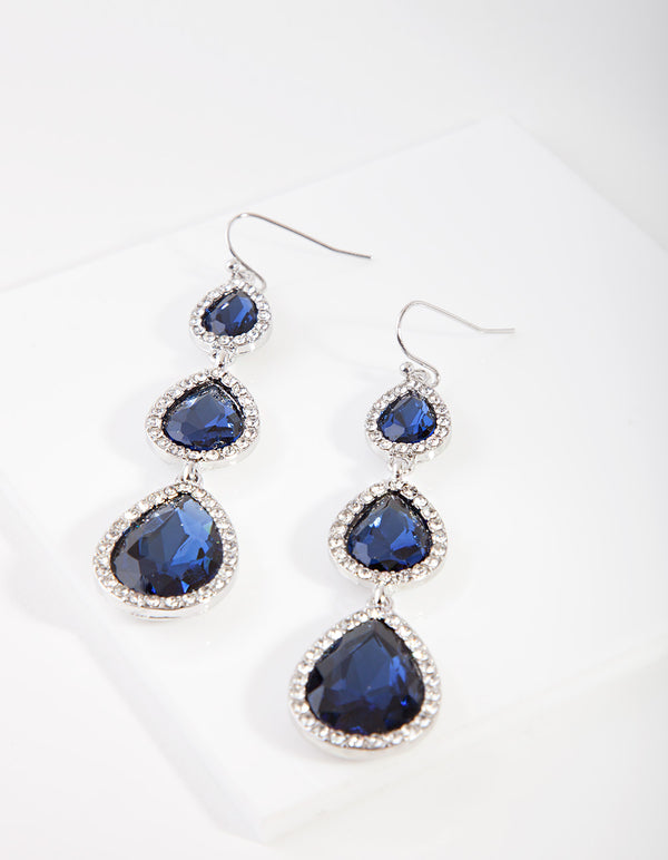 Silver Diamante Teardrop Earrings