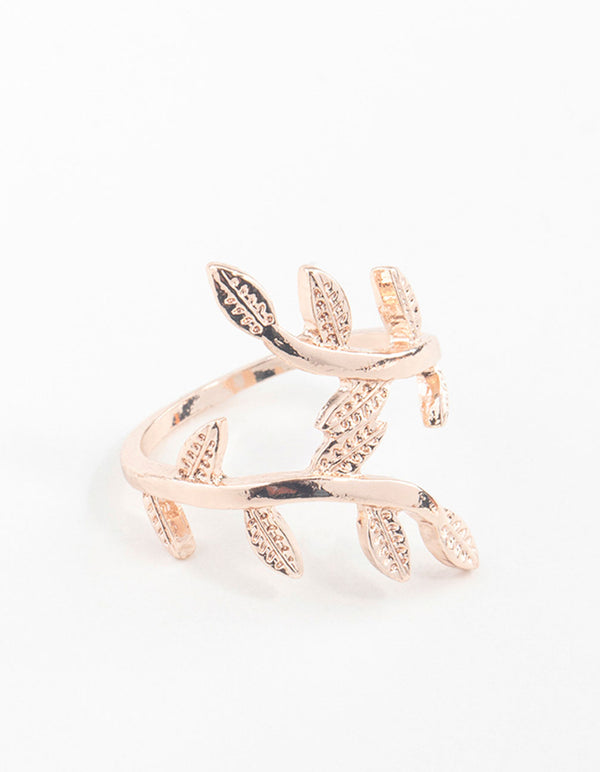 Rose Gold Leaf Double Band Ring