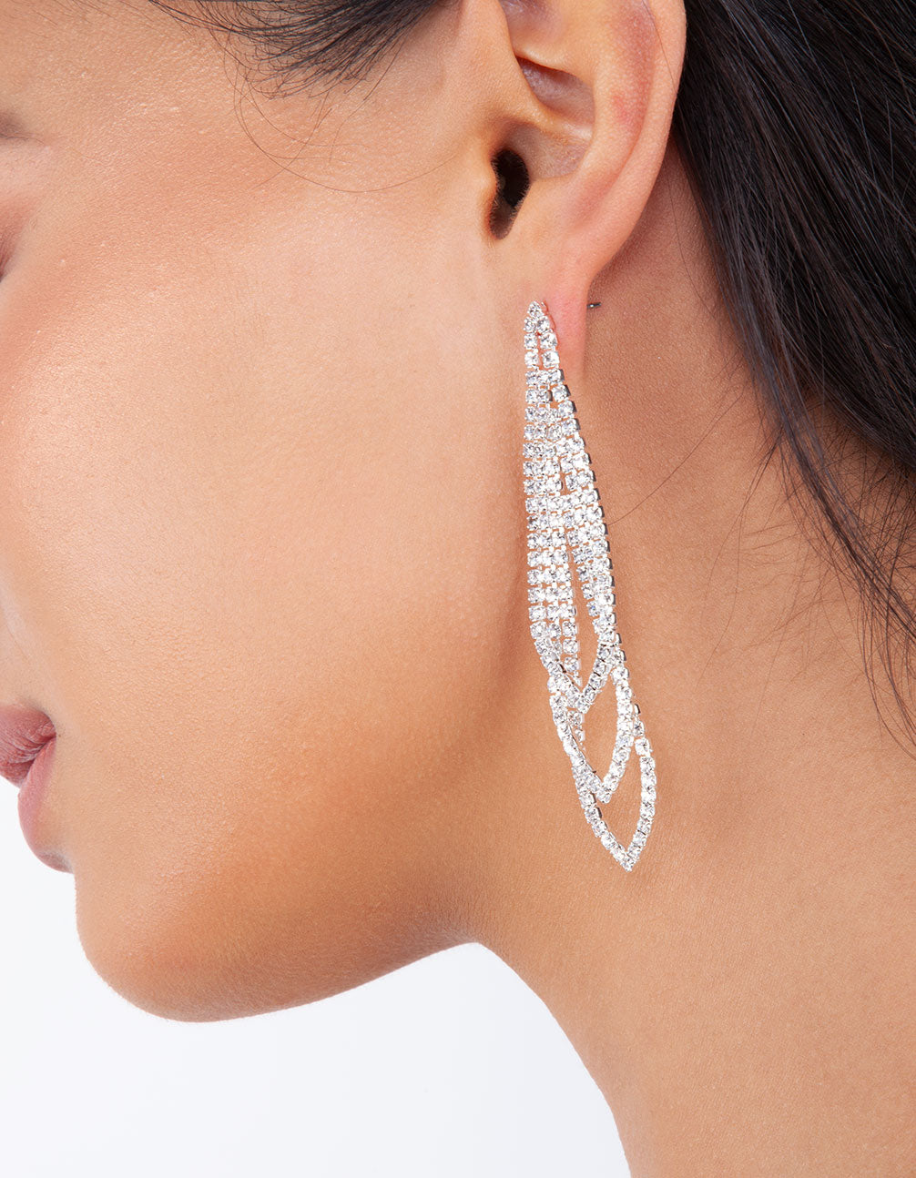 Silver Gradual Loop Cup Chain Earrings
