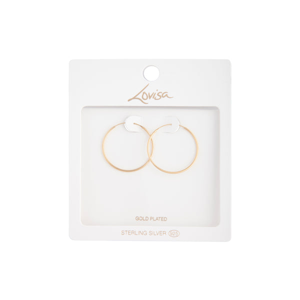 Gold Plated Sterling Silver Classic 30mm Hoop