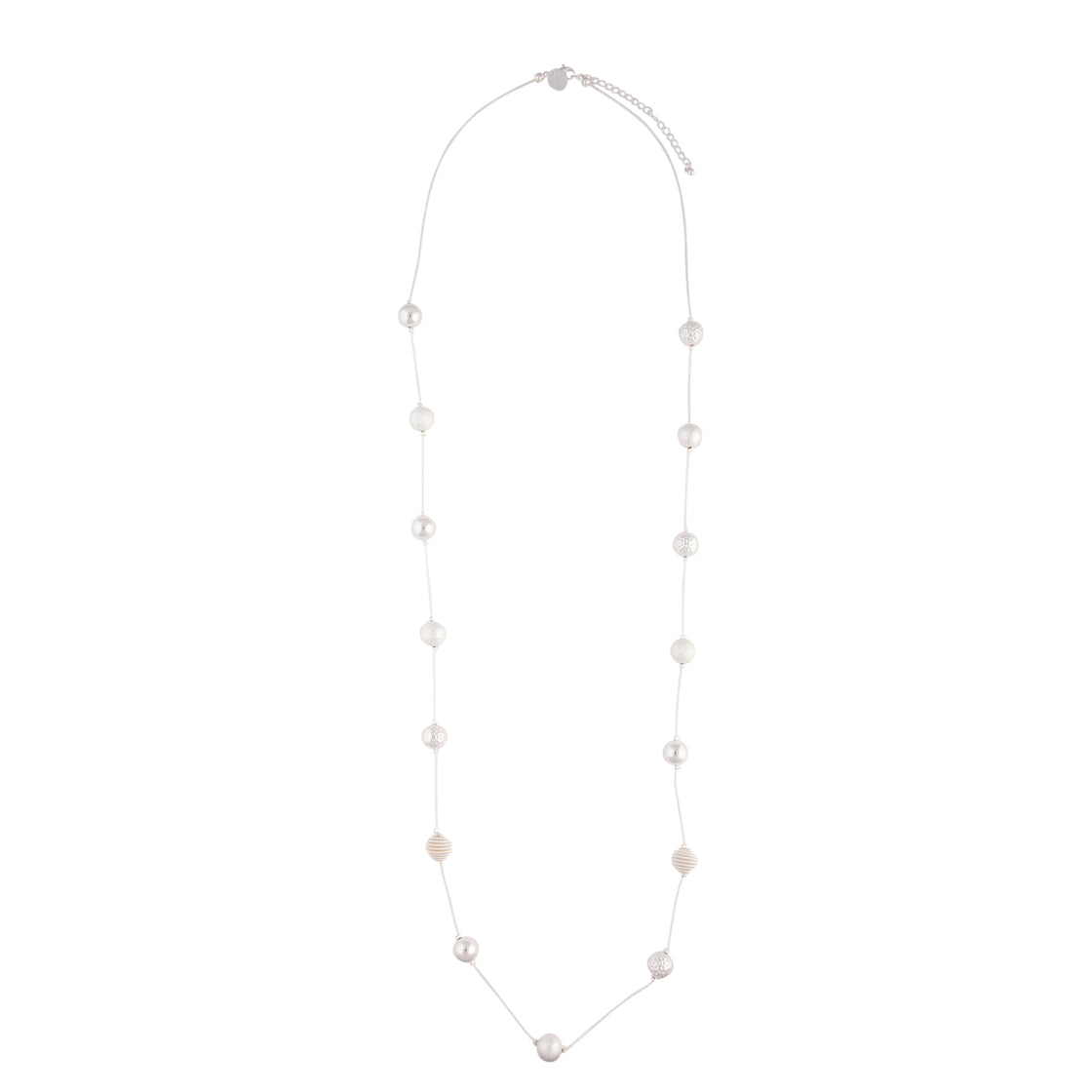 Mixed Silver Ball Station Necklace