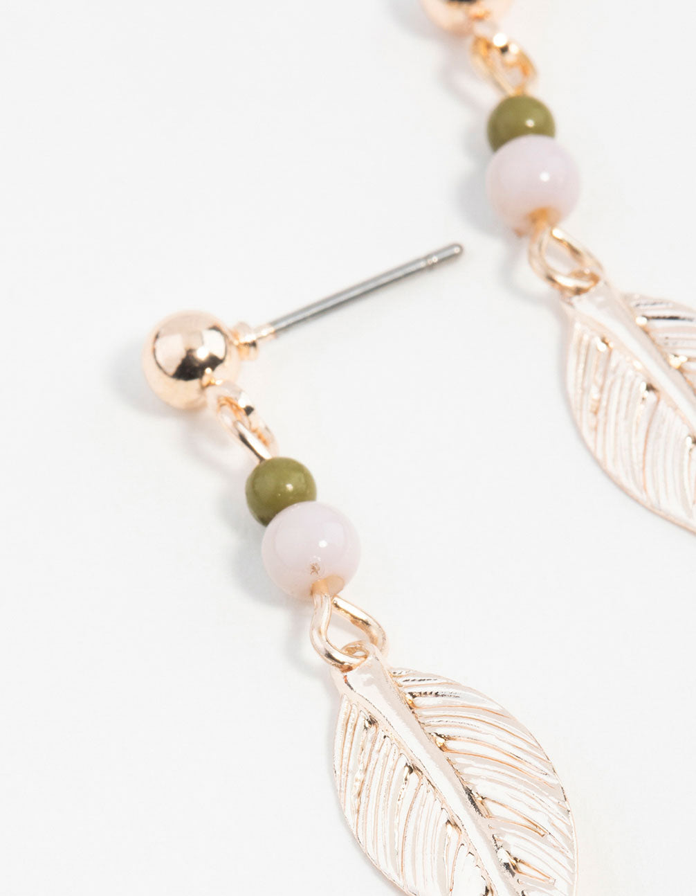 Rose Gold Textured Leaf Drop Earrings