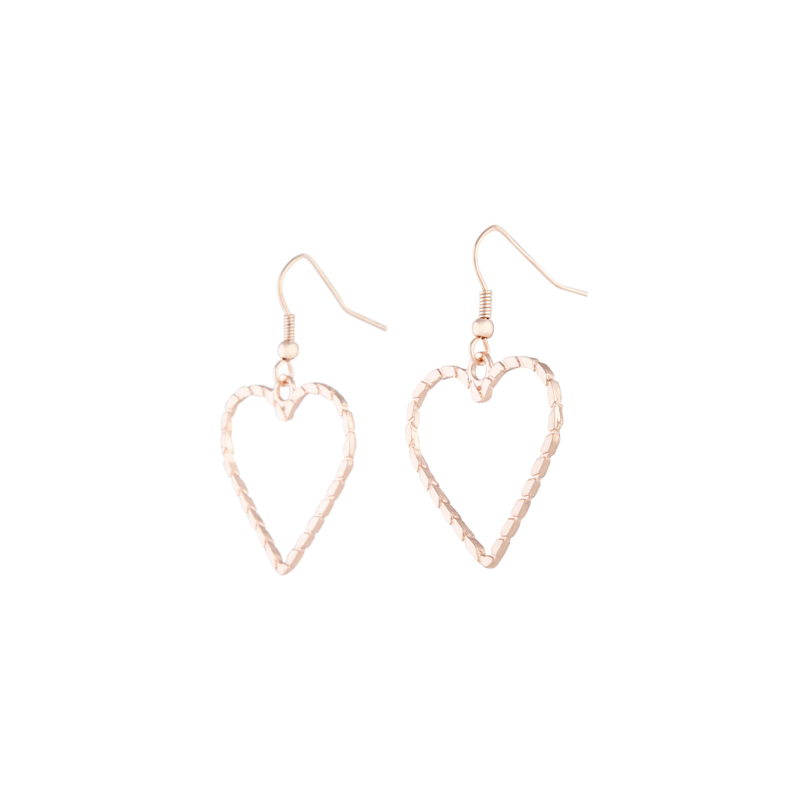Rose Gold Rope Look Heart Drop Earring