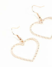 Rose Gold Rope Look Heart Drop Earring - link has visual effect only