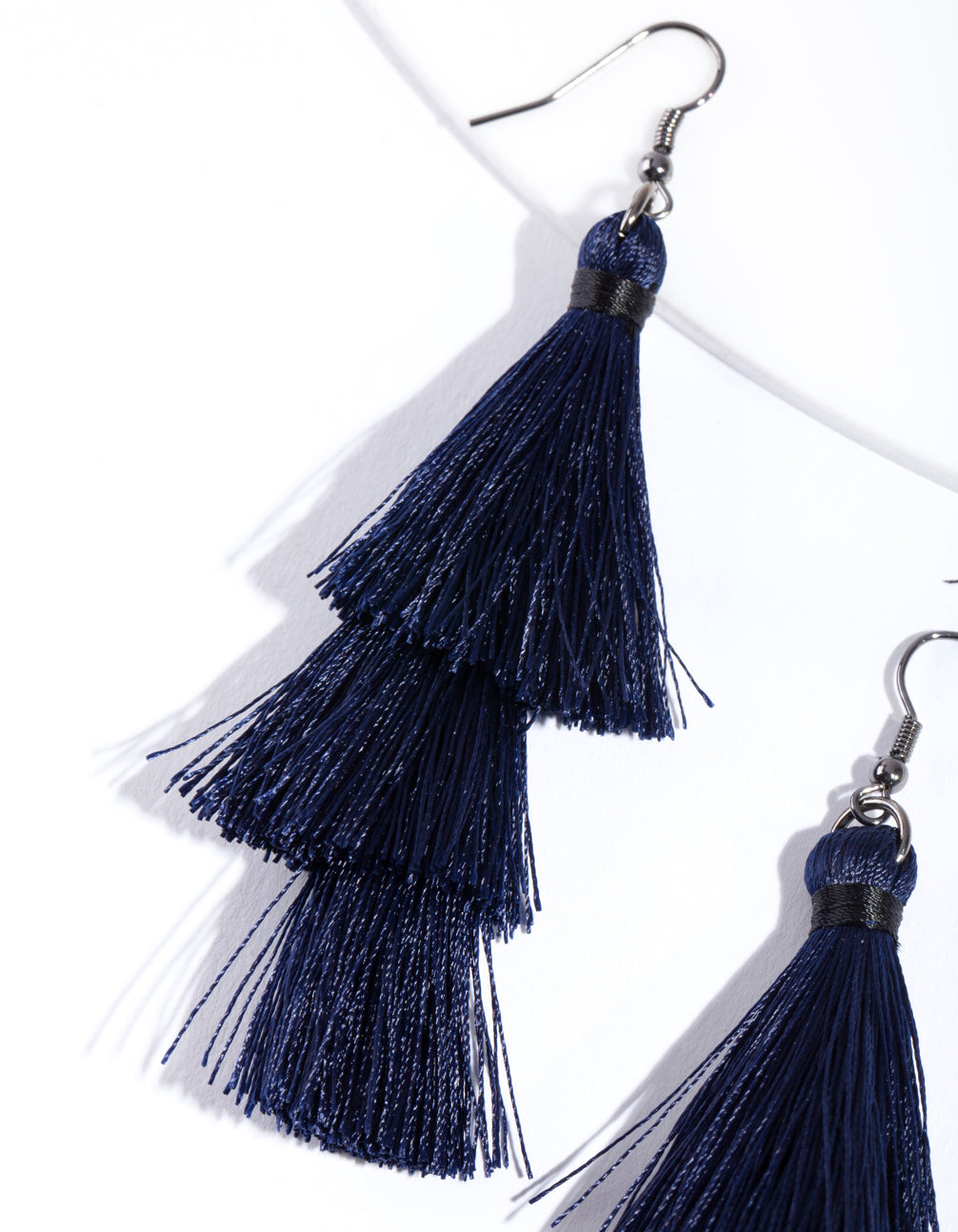 Gunmetal 3 Layer Tassel Earrings