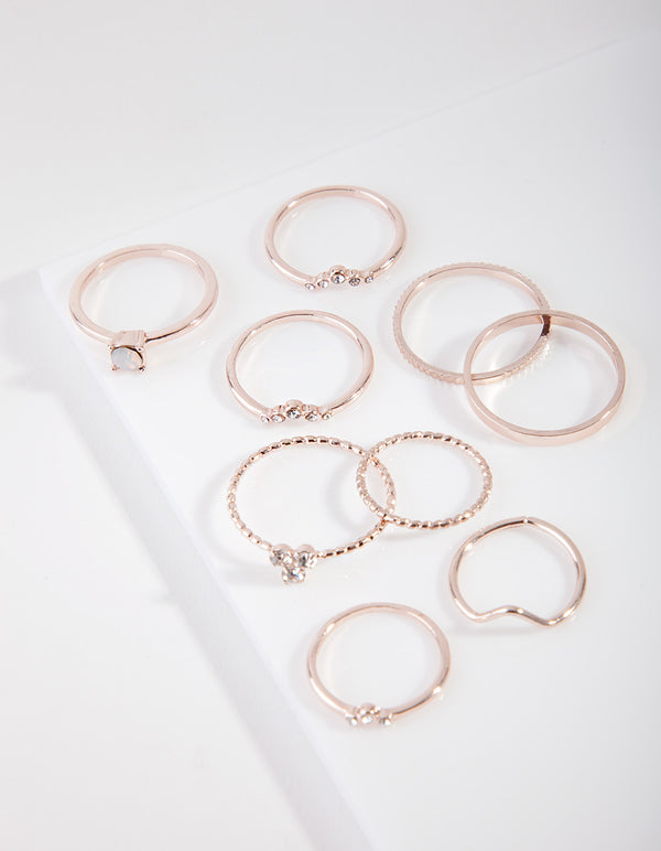 Rose Gold Fine Moonstone Inspired Ring Pack