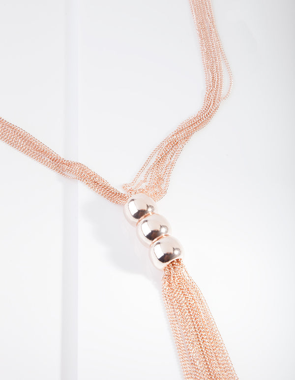 Rose Gold Triple Ball Lariet Necklace