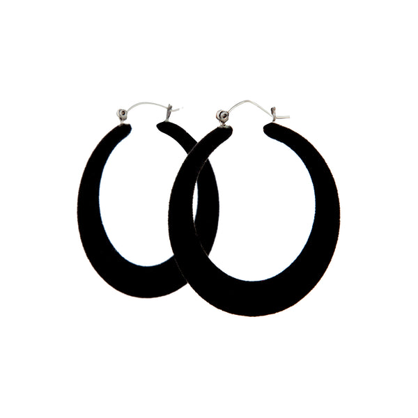 Black Flocked Hoop Earrings