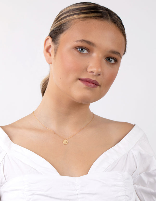 Gold Plated Sterling Silver Sixpence Necklace