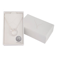 Silver Diamond Simulant Circle Link Necklace - link has visual effect only